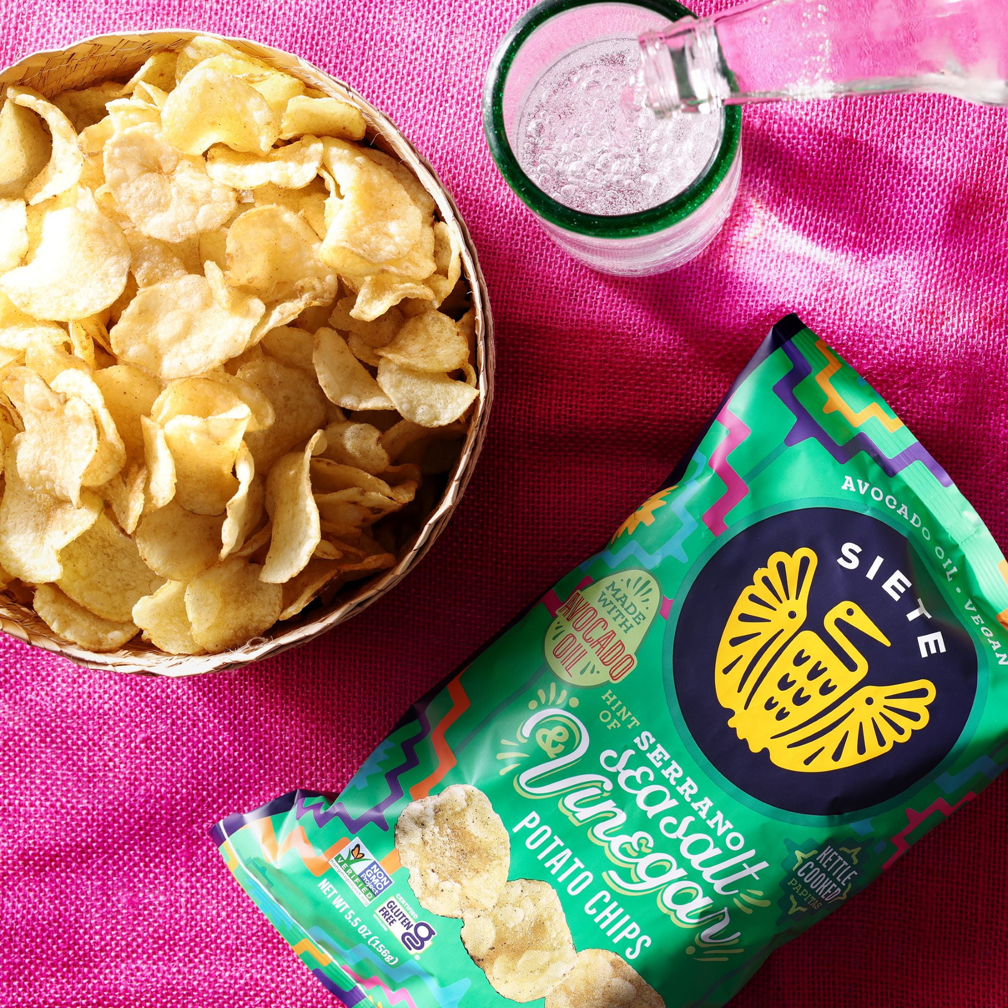 (2 pack) Siete Kettle Cooked Potato Chips Serrano Sea Salt & Vinegar - 5.5 oz