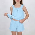 thumbnail image 6 of CYRBOKO Girls Outfit Sets with Ruffle, Two-piece Sleeveless Summer Elastic Waist Tank Tops and Shorts Blue Size 13-14 T, 6 of 8
