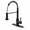 Black-Kitchen Faucet, variant on Matte Black Kitchen Faucet with Pull Down Sprayer, 3-Function Stainless Steel Sink Fixture