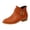 Brown, variant on Willtoo Women Round Toe Metal Buckle Ankle Boots Low Block Heel Side Zipper Short Booties Smooth Faux Leather Fashion Chelsea Boots