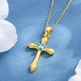 thumbnail image 6 of Taioiat Cross Necklaces for Women 14K Gold Plated March Birthstone Necklace Christian Pendant Religion Jewelry Gifts Wife Mother Girlfriend, 6 of 7
