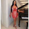 thumbnail image 1 of Beyprern Sparkle See-Through Mesh Crystal Studded Mini Dress New Chic Straps Bodycon Sequins Party Dresses Birthday OutfitsS&United States Gao Jinjia LED, 1 of 2