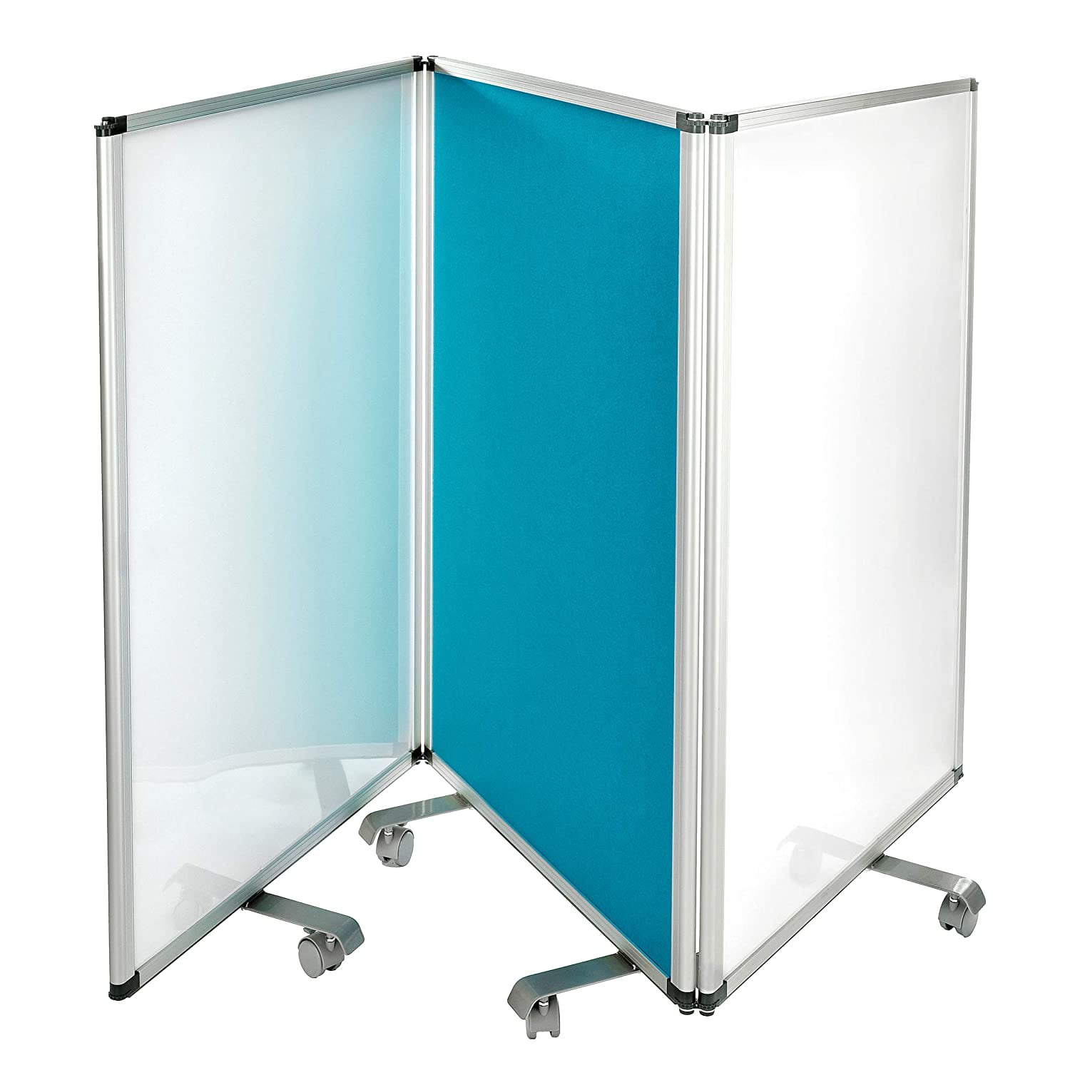 AdirOffice Blue Portable 3 Panel Flannel Partition DoubleSided Dry