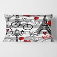 thumbnail image 2 of Designart Paris Eiffel Red Hearts II' Mid-Century Modern Throw Pillow - 12x20, 2 of 2