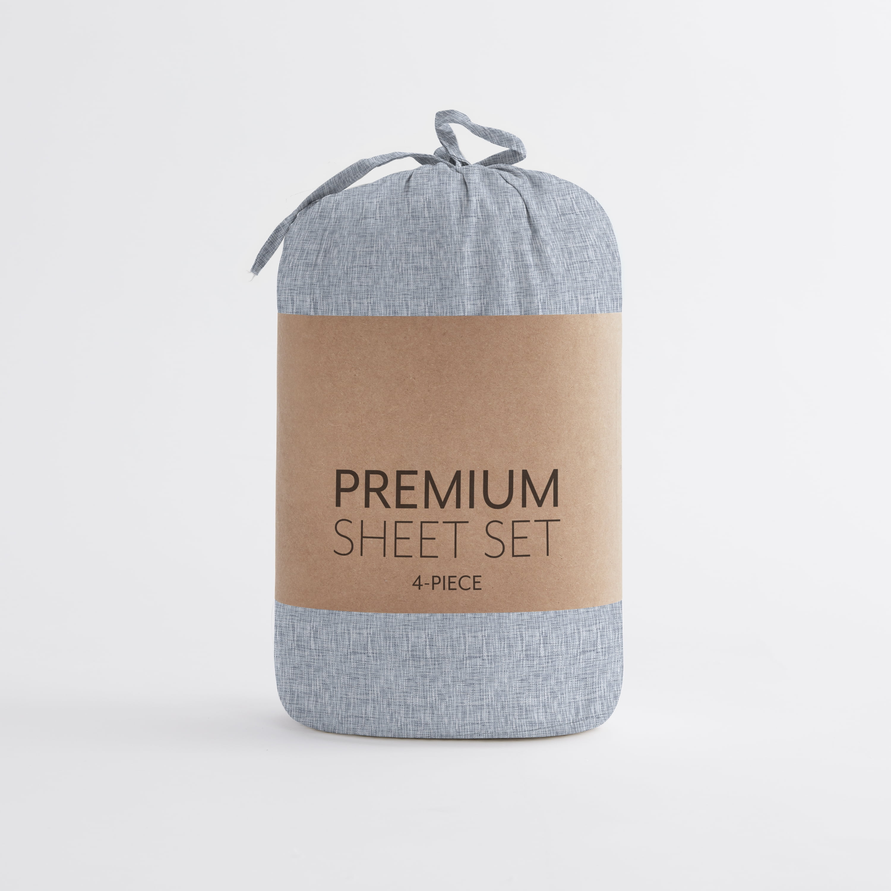 Noble Linens 3 Piece Pattern Microfiber Bed Sheets Set, Light Blue Chambray Style, Twin