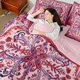 thumbnail image 4 of Feelyou Retro Hippie Damask Bedding Comforter Set 7pcs for Women, Red Purple Boho Paisley Queen Bedding Sets, Southwestern Fashion Reversible Queen Sheet Sets, Ultra Soft Bedroom Decor, 4 of 8