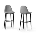 thumbnail image 1 of Tabouret de Bar Moderne Milieu du Siècle (Lot de 2) en Tissu de Lin Gris Ardoise, 1 of 11