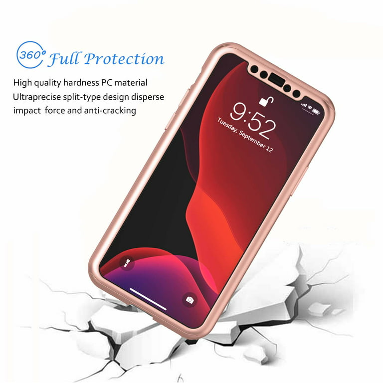 iPhone 11 Pro Max Case, iPhone 11 Pro Max Screen Protector, Njjex  Ultra-Thin Hard Plastic Full Protective Cover with Tempered Glass Screen  Protector Case Cover -Rose Gold 