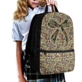 thumbnail image 3 of Binienty Camo Bow Print Kids School Backpack, 17 Inch Large Capacity Bookbag with Built-in Laptop Slot, Adjustable Straps Front Pocket Travel Daypack for Students, 3 of 6