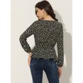 thumbnail image 4 of Blusa Floral De Manga Larga Con Cuello Cuadrado Y Peplum Para Mujer Con Cinturón Negro flores XS Allegra K, 4 of 5