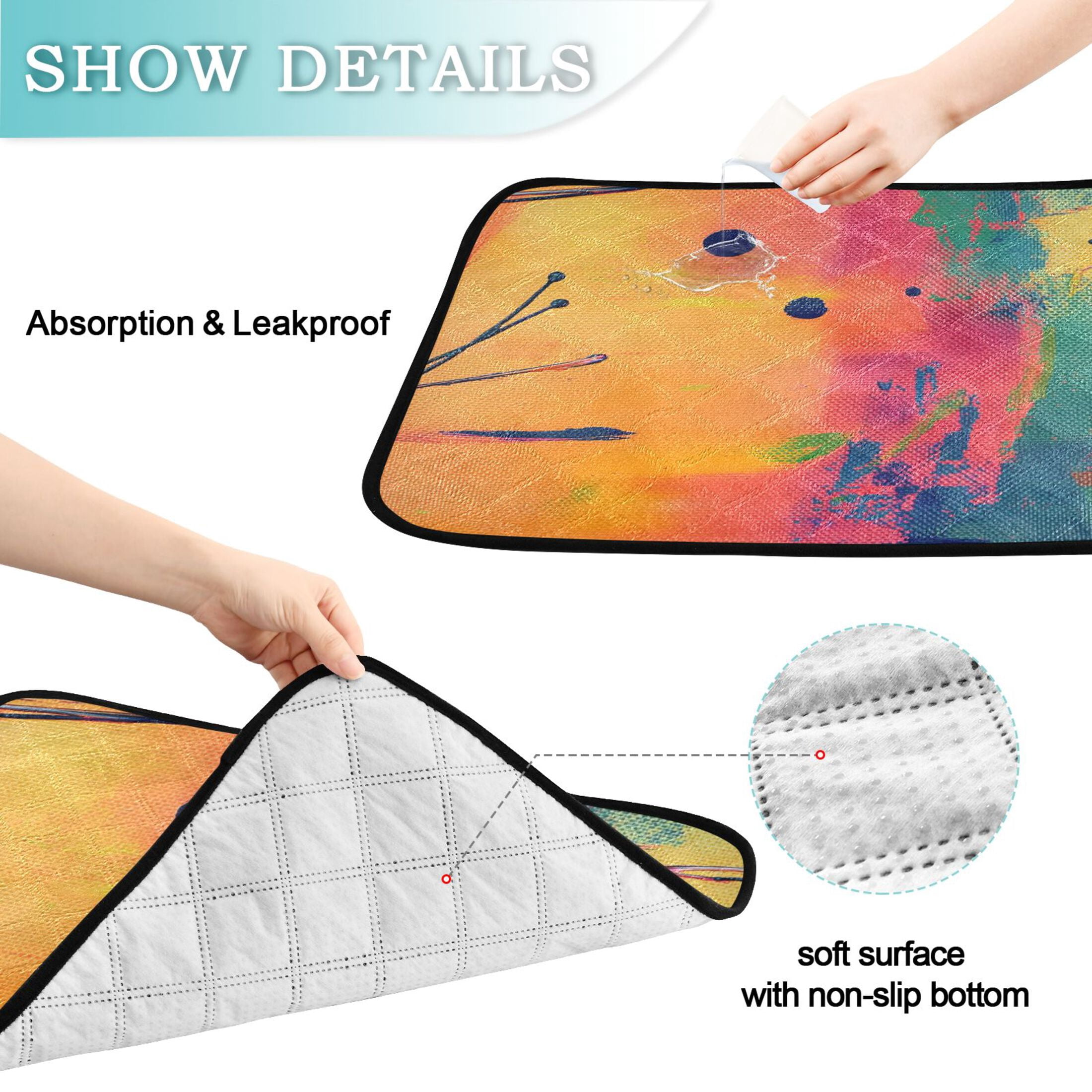 Washable Pet Pee Pads with Super Absorbent Reusable Training Pads for Dogs & Cats Abstract Painting with Bold Brushstrokes