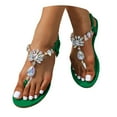 thumbnail image 3 of Huesdet Women's Casual Rhinestone Metallic Thong Sandals Open Toe Summer Flip Flop Flat(Green,10), 3 of 7
