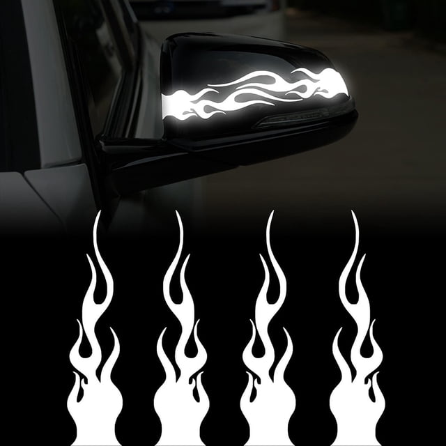 Lefu 4 Pcs Autocollant Réfléchissant Flamme 5,9 Pieds' pour Voiture Course Ordinateur Portable Planche à Roulettes Décalcomanie