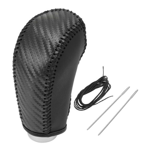 Unique Bargains 1 Pc Gear Shift Knob Cover for Subaru Forester 2014-2017 Stick Shifting Handle Protector Black Carbon Fiber Black Faux Leather