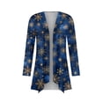 thumbnail image 4 of Women's Fashionable Loose-Fit Casual Cardigan with Christmas Print Mid-Length Coat for Holiday Outfits and Comfortable Wear,Dark Blue,3XL, 4 of 6