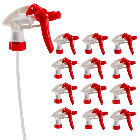 Cornucopia 28-400 Replacement Trigger Sprayer Nozzles (12-Pack); Heavy Duty Replacement Part 16oz / 32oz Spray Bottles w/ 10-Inch Dip Tube