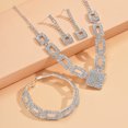 thumbnail image 3 of Silver Rhinestone Bridal Wedding Jewelry Set Crystal Necklace Earrings Sets Formal Costume Jewelry for Women and Brides, 3 of 9