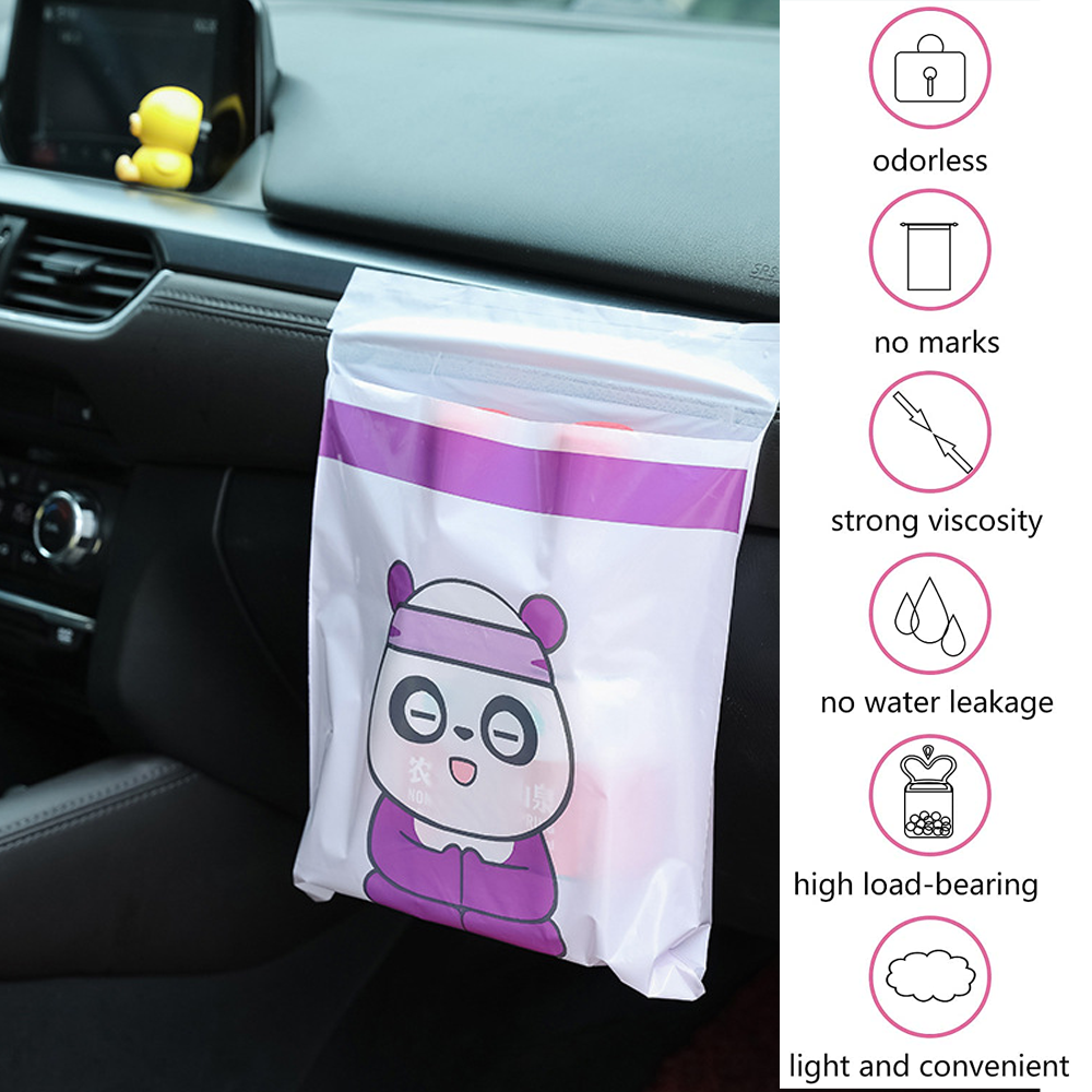 Disposable Car Adhesive Garbage Bags Portable Disposable Trash Bags Leak  Proof Vomit Bags White Cartoon Trash Bags for Cars, Kitchens, Bedrooms,  Kid's