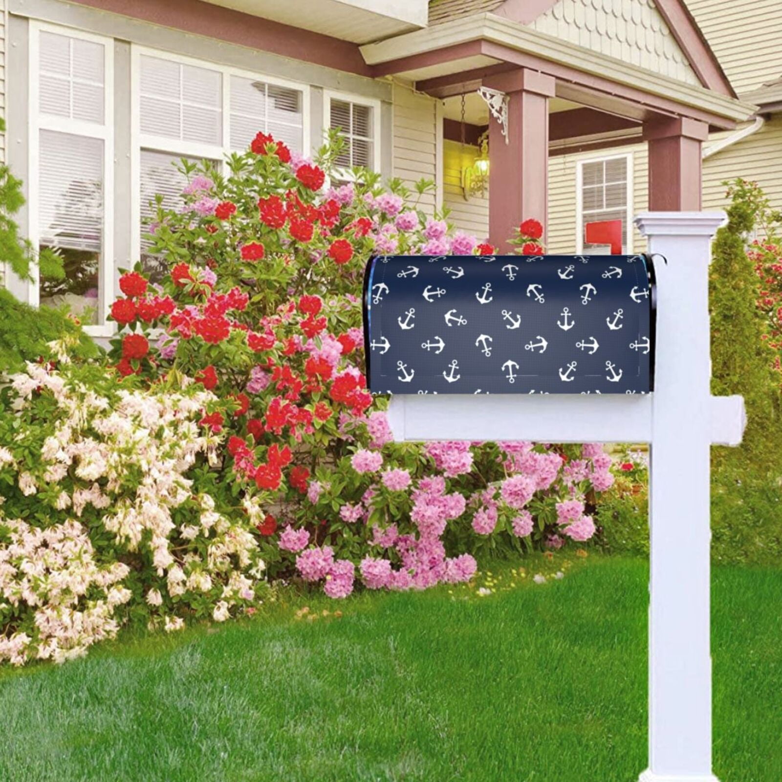 Naloa Nautical Themed Simple Anchors Mailbox Covers Magnetic Post Box Cover Post Letter Box Cover Garden Decor-21x18 in