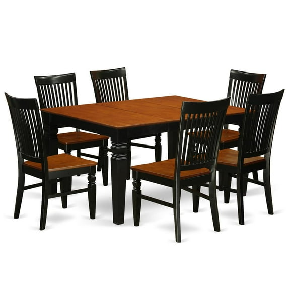 East West Furniture Dining Room Set Black & Cherry, WEST7-BCH-W