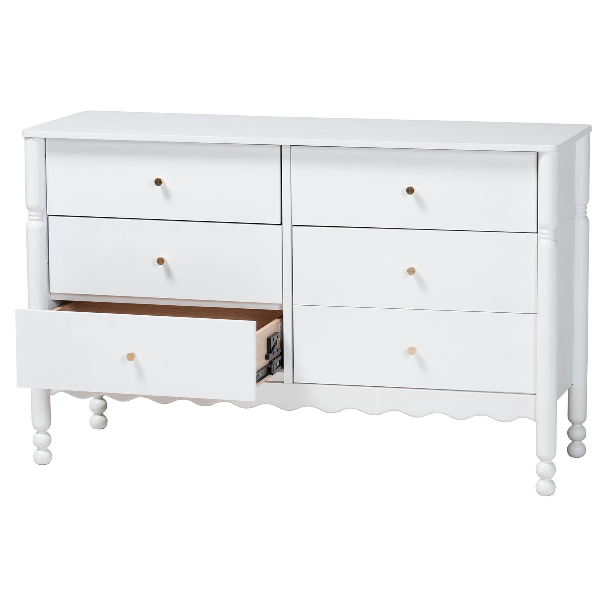 Baxton Studio Hoffman Modern Farmhouse Dresser, 6-Drawer, White