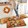 thumbnail image 1 of Fall Gnome Pumpkin Decorative Kitchen Rugs and Mats Set of 2, Fall Thanksgiving Gnome Sunflower Maple Leaves Seasonal Decorative Kitchen Mat 17"x47"+17"x30", 1 of 6