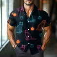 thumbnail image 2 of JGNGSHN Halloween Button Down Shirt for Men Casual Short Sleeve Hawaiian Shirt Funny Pumpkins Skull Print Tees Summer Fall Clothes, 2 of 8