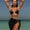 Black, variant on Minimalist Solid Waffle Textured 3-in-1 Bikini Set, Adjustable String Bikini With Tie Side Wrap Skirt Tropical Vacation Bathing Suit