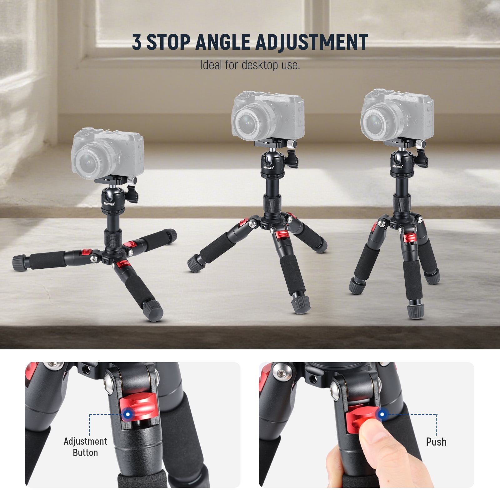 Neewer TP-AAM521 20" Mini Tripod - 360° Ball Head, 11lb Load, w/Quick Shoe Plate, for DSLR/Camcorder