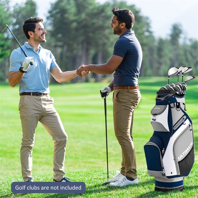 Costway Bolsa de Soporte de Golf Bolsa de Carro de Golf Ligera y Portátil con 14 Divisores 7 Bolsillos Capucha para Lluvia 42 x 31 x 91,5 cm