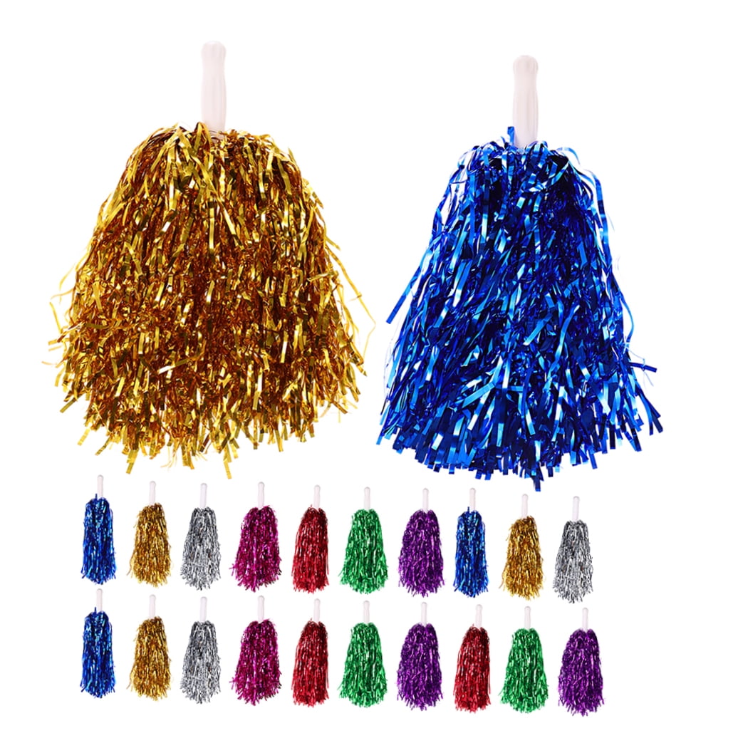 OUNONA 28PCS Cheerleading Pom Poms with Hand Sticks for Party Decor, School Sports, Gymnastics, Dance, and Events