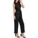 thumbnail image 2 of INSPIRAR CHIC Mono sin mangas con botón y cintura atada para mujer, XS, negro, 2 of 8