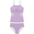 thumbnail image 3 of Girls 2 Piece Tankini Swimsuit Adjustable Straps Cut Out Solid Color Bathing Suit with Padded Shell Tween Swimwear for Beach Pool Vacation(Purple/160), 3 of 7