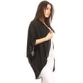 thumbnail image 2 of Women's Solid Casual Chiffon loose Kimono Sleeve Open Front Cardigan Capes, 2 of 4