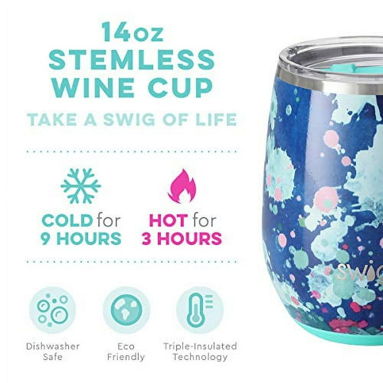 Swig Life Stemless Wine Cup - Boho Desert Insulated Stainless Steel - 14oz - Dishwasher Safe with A Non-Slip Base