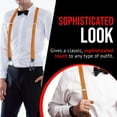 thumbnail image 2 of Hold'Em Men Y-Back Genuine Leather Trimmed Button End Tuxedo Suspenders Many Colors and Designs - Orange (Tall 54" Long), 2 of 7