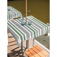 thumbnail image 2 of Square Outdoor Tablecloth with Umbrella Hole Sage Green Grey Stripes Outside Table Cloth Waterproof Patio Table Cover Simple Striped Lines Minimalist Zipper Tablecloths for Picnic Camping 54x54 Inch, 2 of 8