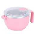 thumbnail image 1 of Recipiente para fruta para llevar, elegante recipiente para fideos y sopa de acero de 900 ml en color rosa con tapa, 1 of 8