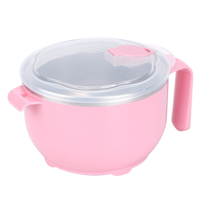 Recipiente para fruta para llevar, elegante recipiente para fideos y sopa de acero de 900 ml en color rosa con tapa