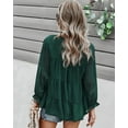 thumbnail image 3 of Round Neck Clip Dot Tiered Ruffle Long Sleeve Flowy Blouse for Women, 3 of 3