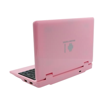 T&C 7" Inch Portable Kids Laptop Computer Powered by Linux-Android 12 Operating System- Pink