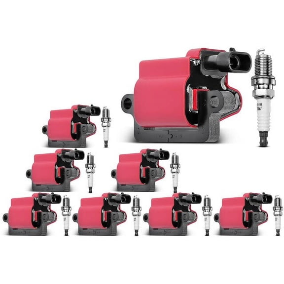 Ignition Coil Set with Spark Plugs 8 - Compatible with 2001 - 2007 Chevy Silverado 2500 HD 6.0L V8 2002 2003 2004 2005 2006