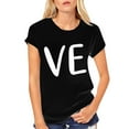 thumbnail image 5 of Black Womens Summer Tops, Short Sleeve Business Casual Outfits for Women, Valentine's Day Polyester Summer Clothes for Women, Men And Women With Valentine's Day Love Printed Couple T Shirt Top, 5 of 7