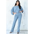 thumbnail image 3 of KOH KOH Long Pants Formal Cocktail Evening One Piece Fall Pockets Dressy Jumpsuit Romper Suit Casual Outfit Playsuit Tall 3/4 Short Sleeve For Women Pastel Blue X-Large US 14-16 NT118, 3 of 6