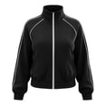 thumbnail image 5 of Harcomeey Womens Track Jacket Stand Collar Full Zip Long Sleeve Casual Athletic Outerwear with Pockets Spring Fall Outfits 3XL, 5 of 7