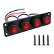 thumbnail image 1 of Panel de interruptores basculantes impermeable que reemplaza interruptor de encendido y apagado precableado. Panel de luz LED roja para camiones, 4 pandillas, 1 of 8