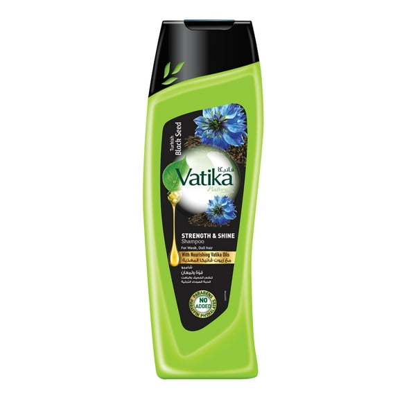 Vatika Naturals Champú turco de fuerza y ??brillo de semillas negras - para cabello débil y opaco - Cabello más sano, fuerte, brillante, suave y sin encrespamiento - Sin sulfatos ni parabenos - para t