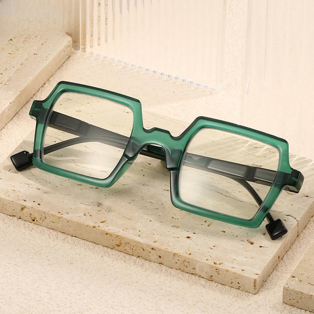 4 Pairs of Mens Personalized Oversized Square Reading Glasses Womens Spring Hinge Blue Light Blocking Readers +2.00