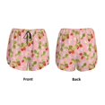 thumbnail image 3 of Balery Strawberry Floral Pantalones cortos deportivos para mujer con forro y dos bolsillos, elásticos, para entrenamiento, gimnasio, yoga-X-Large, 3 of 7
