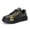 Black-28, variant on Girls Sequined Sneakers Trendy Skate Shoes Lace Up Soft Sole Casual Shoes Black 4.5 Y-5 Y
